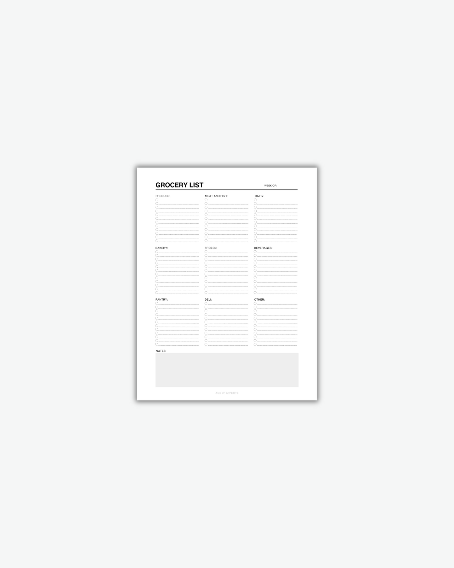 Grocery List Template