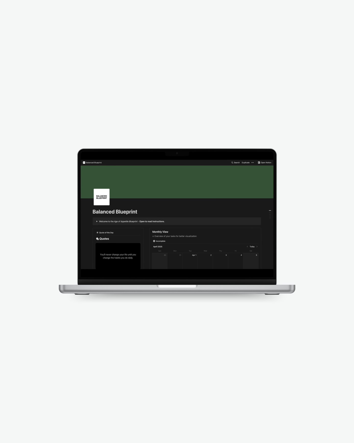 Balanced Blueprint (Notion Template)